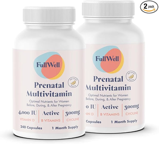 Prenatal Vitamins Lemon | choline, folate, vitamin D for fetal growth, brain development | 26 Vital Nutrients | Dietitian-formulated, OBGYN recommended, non-GMO, 3rd Party tested, 60 Servings