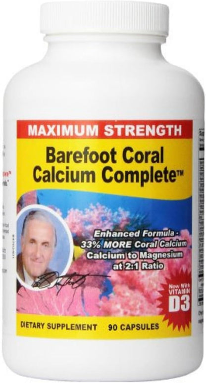 1500mg, 90 Capsules- Coral Calcium Supplement Developed by Bob Barefoot- Supports Overall Health & PH Levels- Contains Calcium, Magnesium, & Vitamins.