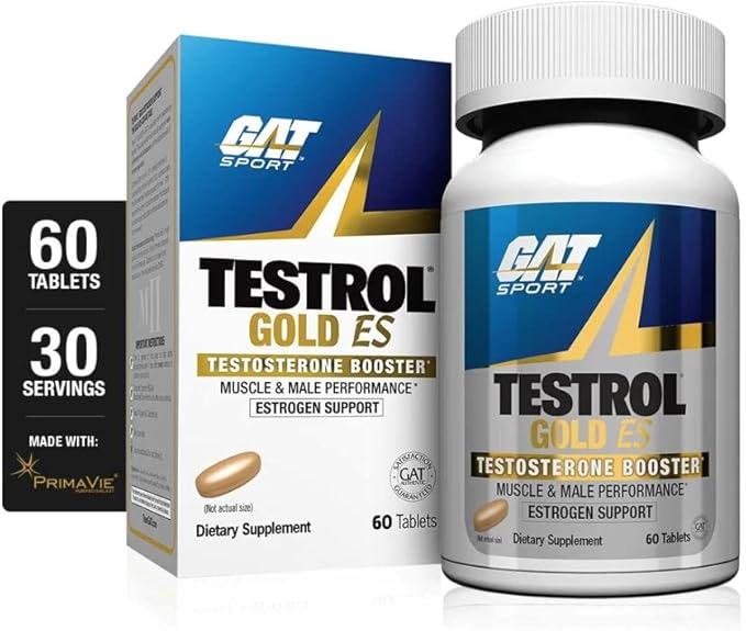 GAT SPORT Testrol Gold ES, Tribulus, DIM, Zinc, Longjack, Fenugreek, Saw Palmetto, Estrogen Balance, 60 Tablets