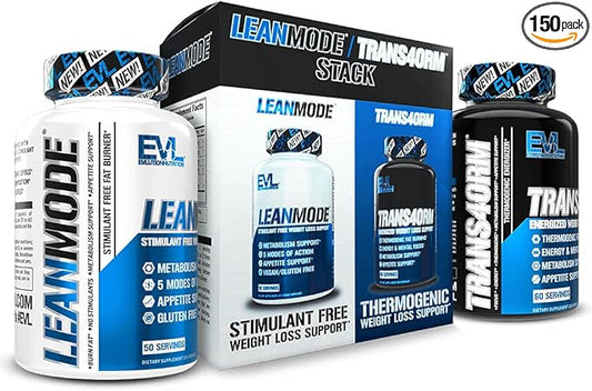 EVL Weight Loss Support Stack - Trans4orm Thermogenic Fat Burner Support Pills with Green Coffee Bean Extract and Forskolin Plus LeanMode Non-Stimulant Metabolism and Fat Loss Support Pills