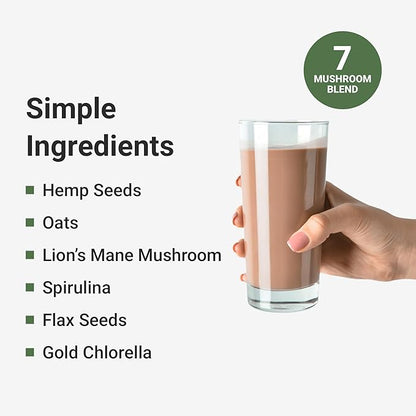 ACTIVATEDYOU Superfood Protein Shake -Vegan Plant Protein Powder - with Organic 7 Mushroom Blend, Spirulina, and GoldRella Chlorella - Promotes Muscle Integrity, Chocolate Flavor (15 Servings)