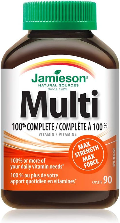 Jamieson 100% Complete Multivitamin Max Strength formula, 90 Capsules