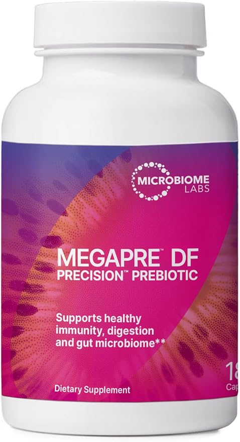 Microbiome Labs MegaPre DF - Dairy-Free Prebiotic Fiber Supplement - Gut Health Prebiotics for Women, Men & Kids 3+ - Support Microbial Diversity (180 Capsules)