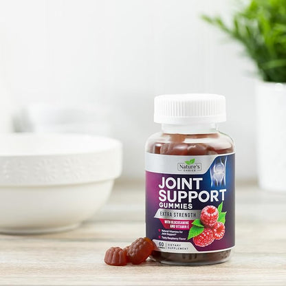 Joint Support Gummies Extra Strength Glucosamine Gummy Supplement with Vitamin E - Naturally Assists Cartilage & Joint Health & Flexibility Support - Best Support Chew for Men and Women - 60 Gummies