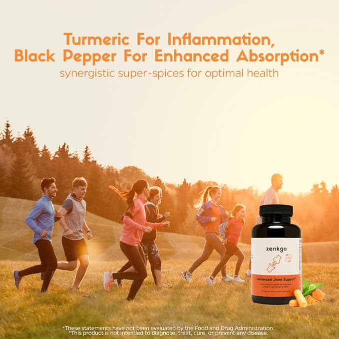 Chondroitin Boswellia MSM Turmeric Hydrolyzed Collagen - Joint Support Supplement, helps with joint mobility & flexibility, function & comfort, cartilage repair, supports smooth movement (60Ct/30Day)