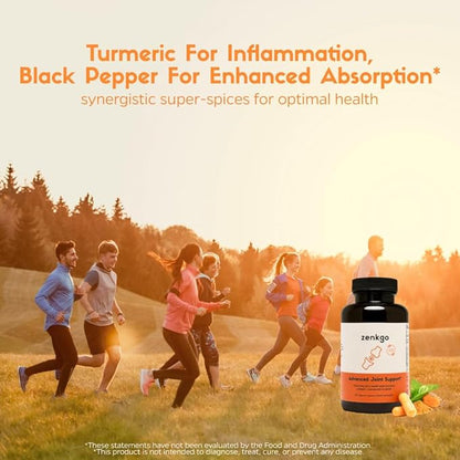 Chondroitin Boswellia MSM Turmeric Hydrolyzed Collagen - Joint Support Supplement, helps with joint mobility & flexibility, function & comfort, cartilage repair, supports smooth movement (60Ct/30Day)