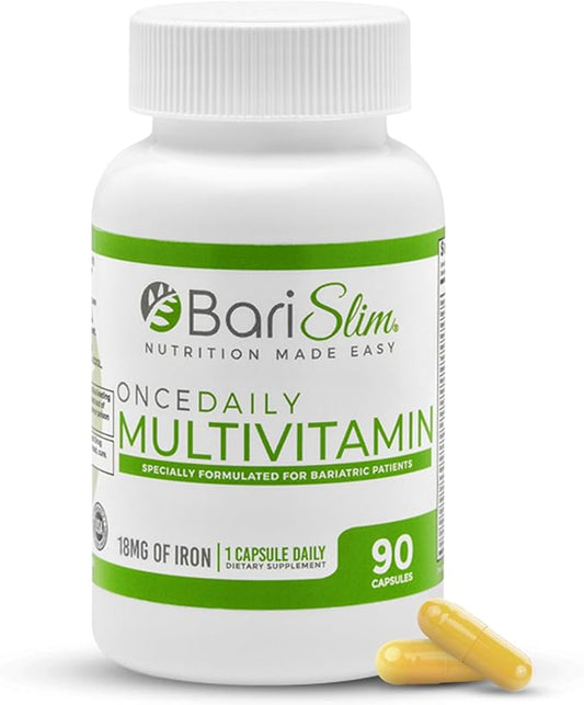 BariSlim Once Daily Bariatric Multivitamin Capsule - 18mg of Iron - Bariatric Vitamin & Supplement for Post Bariatric Surgery Including Gastric Bypass & Gastric Sleeve | 90 Day Supply