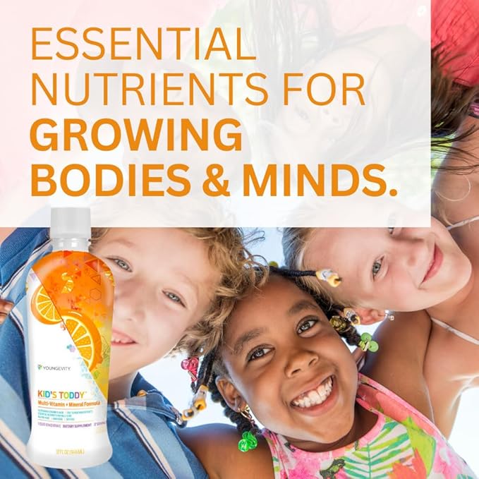 Youngevity Kid's Toddy™ - Mega Multivitamin for Kids & Children Age 2+ - 14 Vitamins, 10 Minerals, Phytonutrient Blend - Highly Absorbable - Great Tasting Orange 32 Fl Oz (Pack of 1)