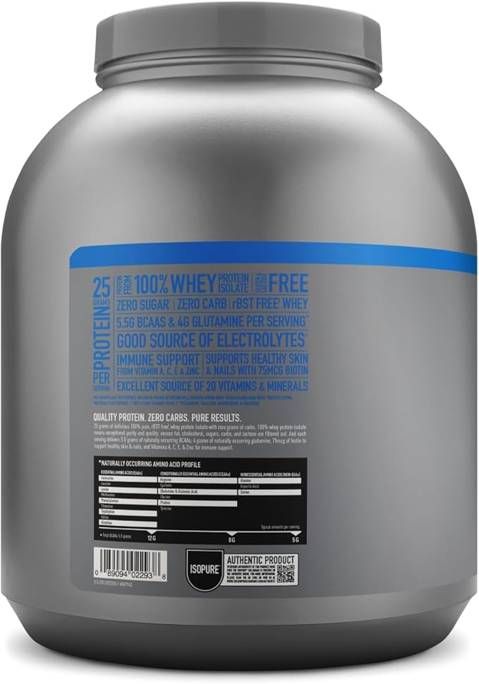 Isopure Protein Powder, Zero Carb Whey Isolate, Gluten Free, Lactose Free, 25g Protein, Keto Friendly, Creamy Vanilla, 4.5 Pound (Packaging May Vary)