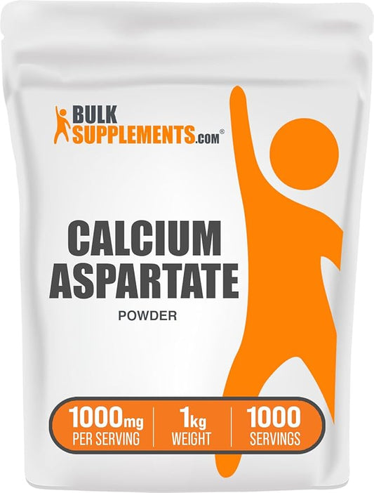 BulkSupplements.com Calcium Aspartate Powder - Calcium Supplement Powder, Calcium Aspartate 200mg - Gluten Free, 1000mg (200mg Calcium) per Serving, 1kg (2.2 lbs) (Pack of 1)