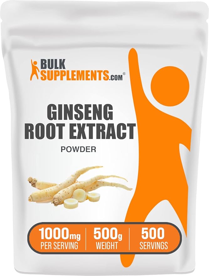 BulkSupplements.com Ginseng Root Extract Powder - Ginseng Supplement, Ginseng Herbal Supplements, Panax Ginseng - Vegan & Gluten Free, 1000mg per Serving, 500g (1.1 lbs) (Pack of 1)