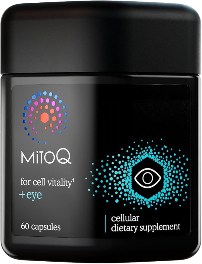 MitoQ +Eye Advanced CoQ10 Antioxidant - Contains Mitoquinol Mesylate, Lutein, Zeaxanthin, Bilberry, Maritime Pine Bark - Supports Eye Health, Blue Light Filtration & Cell Vitality (60 Capsules)