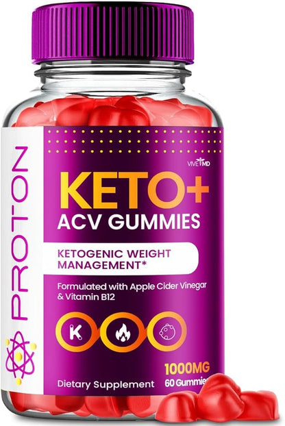 Proton Keto ACV Gummies Advanced Weight Management, Protein Keto ACV Gummies, Proton Keto Plus Gummies with Apple Cider Vinegar Supplement 1000mg, Proton Keto+ACV Gummies Reviews (1 Pack)