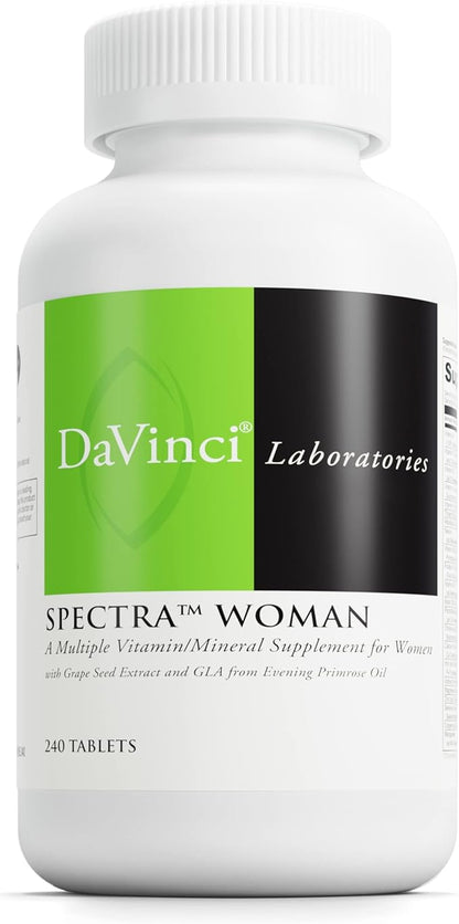 DAVINCI Labs Spectra Woman - Dietary Supplement to Support Bone Health and Women's Needs - with Vitamins, Minerals, Calcium, Beta Carotene, L-Cysteine, Grape Seed Extract, and More - 240 Tablets