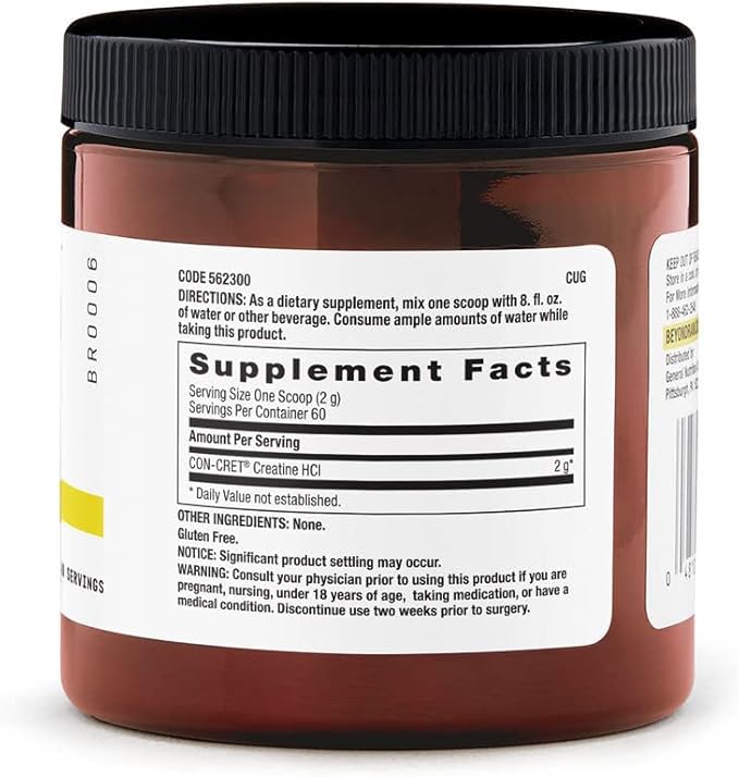 BEYOND RAW Creatine HCl Powder for Men and Women | Muscle Strength, Energy Production, Cognitive Support, Cellular Hydration | Science-Backed, Lab Grade Formula | 60 Servings