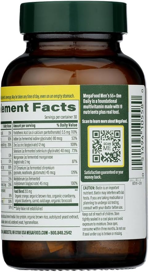 MEGAFOOD Men's 55+ One Daily Multivitamin, 30 CT