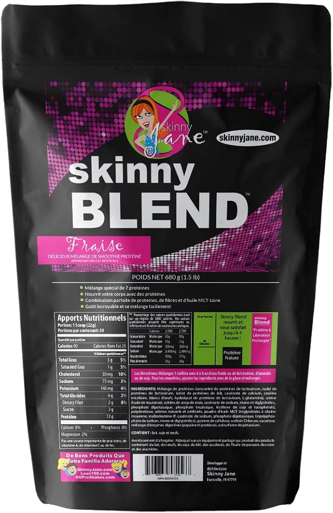 Skinny Blend - Best Tasting Protein Shake for Women - Slim Fast Weight Loss Shakes - Meal Replacement - Low Carb Breakfast - Diet Supplement - Appetite Suppressant - 30 Delicious Shakes - Strawberry