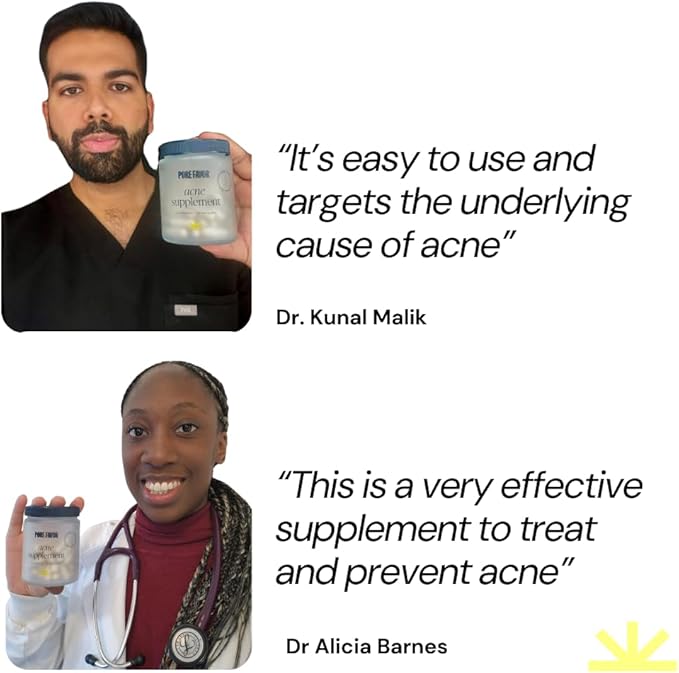 POREFAVOR Acne Supplements – Includes DIM, Zinc + 10 actives targeting the 4 stages of acne development Clear Skin Vitamins for Spots, Blemishes & Oil Control, for Women, Men, & Teens (1 Month Supply)