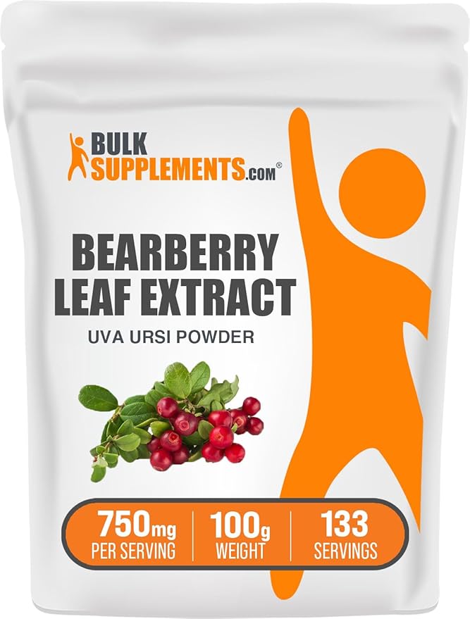 BulkSupplements.com Bearberry Leaf Extract Powder - Uva Ursi Extract, Bearberry Supplement, Bearberry Leaf Powder - Vegan & Gluten Free, 750mg per Serving, 100g (3.5 oz) (Pack of 1)