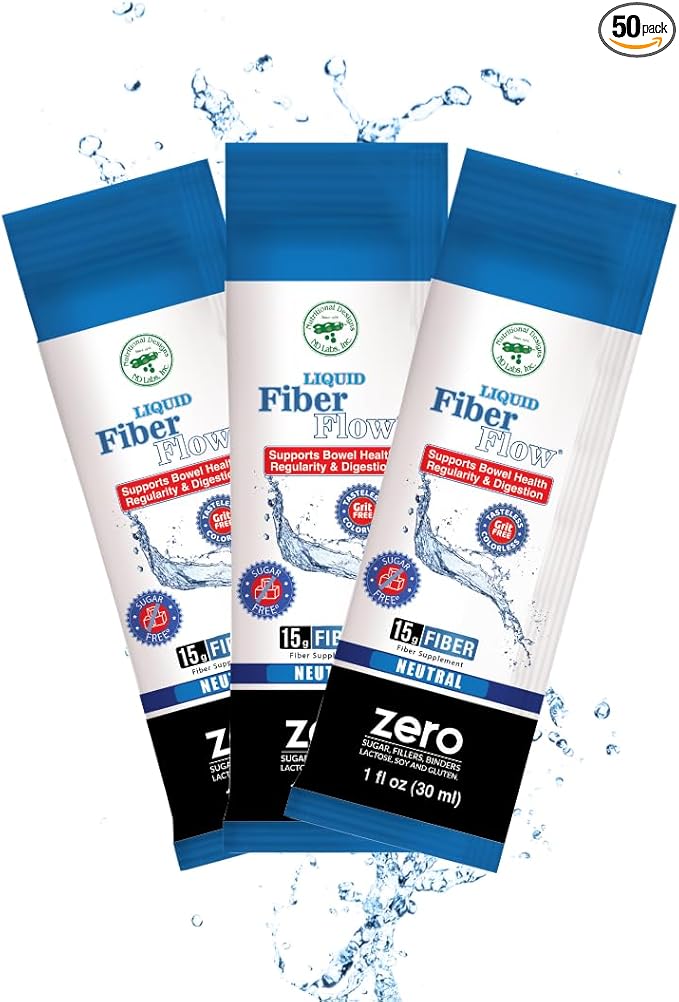 Nutritional Designs Supplement Sugar-Free Prebiotic Inulin Liquid Fiber Supplement for Kids, Fiber Drink Mix, Natural Bowel Regularity Drink for Healthy Intestinal Balance, 50 Packets