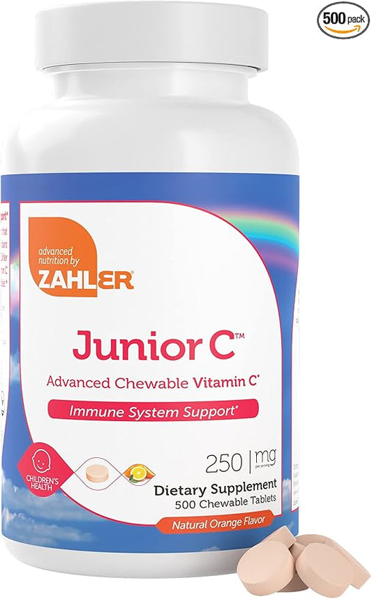 Zahler Junior C Advanced Chewable Vitamin C for Kids - Immune Support Kids Vitamins in Delicious Orange Flavor - Kosher Kids Vitamin C for Immunity - Vitamin C Chewable Antioxidant - (500 Count)