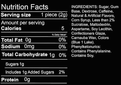 Maax Caffeine Energy Gum | 125mg of caffeine per piece | Coolmint | 125 total pieces per bag | Focus Supplement
