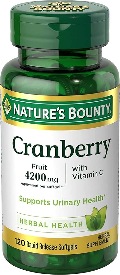 Cranberry Pills & Vitamin C by Nature’s Bounty. Herbal Health Supplement provides immune support & promotes urinary health. 4200mg, 120 Softgels, 3 pack