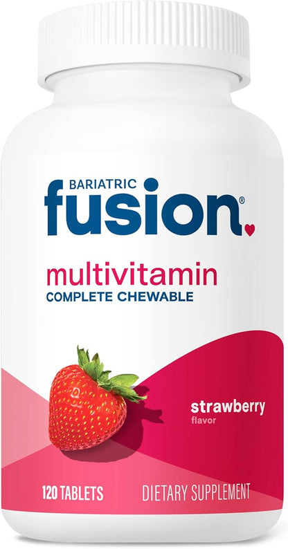 Bariatric Fusion Strawberry Complete Chewable Bariatric Multivitamin with Iron for Bariatric Surgery Patients Including Gastric Bypass and Sleeve Gastrectomy - 120 Tablets