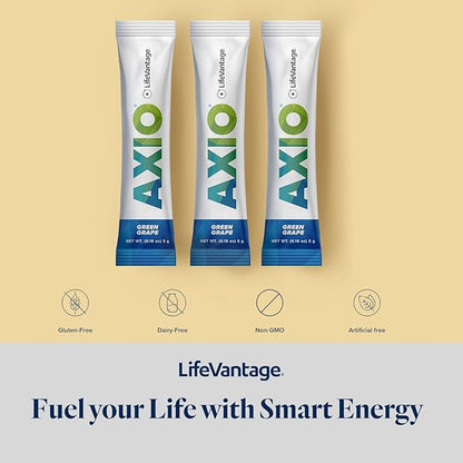 AXIO Regular Energy Drink Powder, Green Grape, 30 Drink Mix Packets, Instant Energy Powder, Energy Supplement in a Drink Mix, w/B Vitamins, DMAE, L-Theanine, Quercetin, Green Tea & Pine Bark Extract