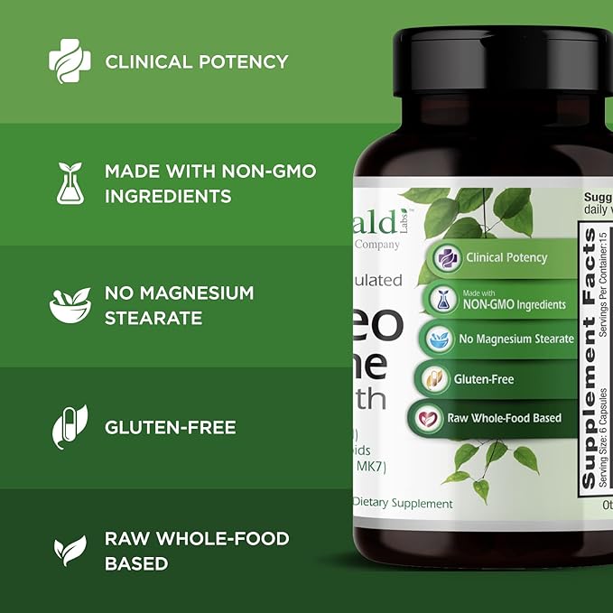 EMERALD LABS Osteo Bone Health - Immune Support & Bone & Joint Supplement with Vitamin D3, K2, Calcium, Magnesium, OptiMSM, Meriva Phytosome & More - 90 Vegetable Capsules