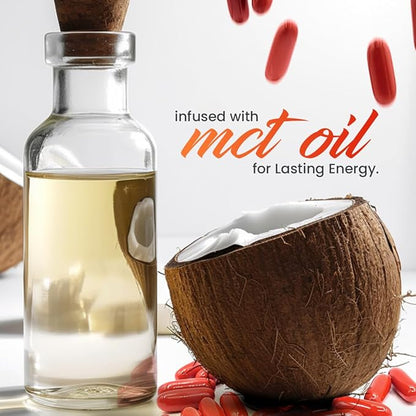 200mg Caffeine Pills - MCT Oil from 100% Coconuts + 100mg L-Theanine, Advanced Energy, Clean Focus and Perfect Clarity + All Natural Smooth Extended Release