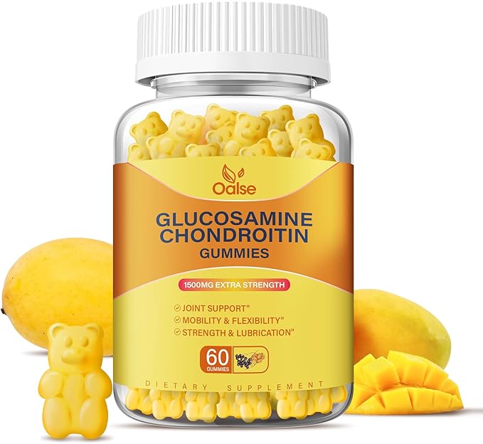 Vegan Glucosamine Chondroitin Gummies, Support Supplement for Adults Men & Women, 1500mg Extra Strength Glucosamine with Chondroitin MSM Turmeric Elderberry