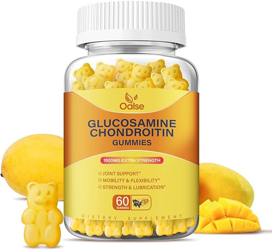 Vegan Glucosamine Chondroitin Gummies, Support Supplement for Adults Men & Women, 1500mg Extra Strength Glucosamine with Chondroitin MSM Turmeric Elderberry