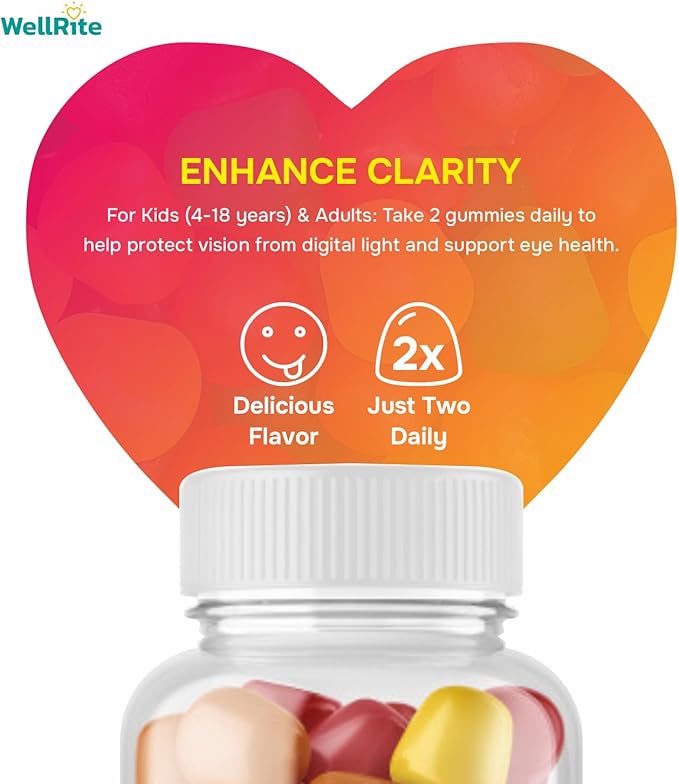 Sharp Eye Vision Gummy Vitamins, 60 Count, Strawberry Mix Flavored, Vegan, Gelatin Free, Gluten Free, Nut Free, Promotes Sharp Vision, Defense from Blue/Digital Light, Combats Eye Strain