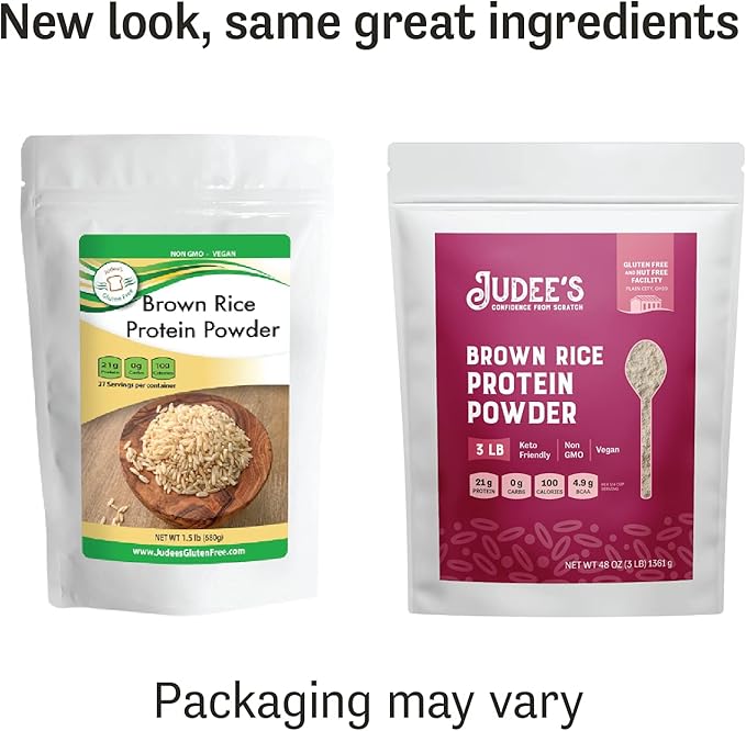 Judee’s Brown Rice Protein Powder (80% Protein) 3 lb - 100% Non-GMO and Sprouted - Dairy-Free and Keto-Friendly - Gluten-Free and Soy-Free - Plant-Based Protein