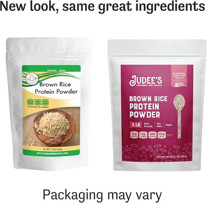 Judee’s Brown Rice Protein Powder (80% Protein) 3 lb - 100% Non-GMO and Sprouted - Dairy-Free and Keto-Friendly - Gluten-Free and Soy-Free - Plant-Based Protein