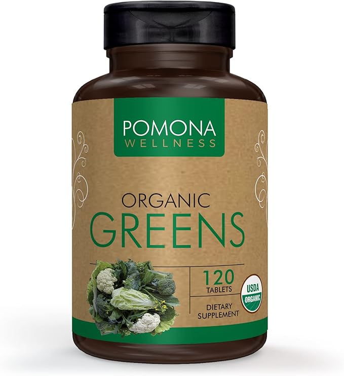 Pomona Wellness Super Greens Supplement, Full Of Superfood Vitamins & Minerals, Fruits & Vegetable, Greens Powder for Bloating and Digestion, Gut Health, USDA Organic, Non-GMO, 120 Tablets