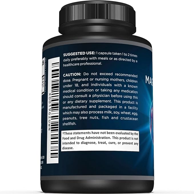 Premium Magnesium Citrate Capsules – Powerful 500mg Magnesium Oxide & Citrate Supplement – Helps Support Healthy Bones, Muscles, Teeth, Energy & Relaxation – 120 Vegetable Capsules