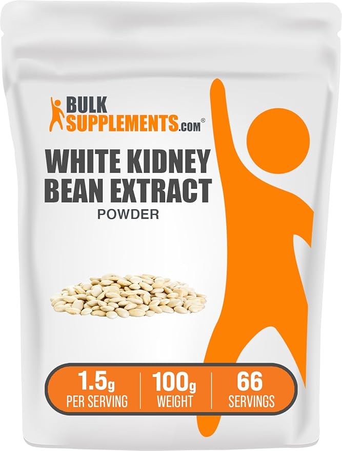 BulkSupplements.com White Kidney Bean Extract Powder - White Kidney Bean Powder, Herbal Supplement - Gluten Free, 1500mg per Serving, 100g (3.5 oz) (Pack of 1)