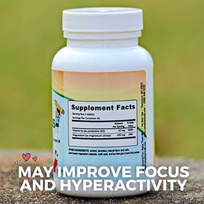 Magnesium Focus Supplement for Kids | Natural Strawberry Flavored | 90 Chewable Tablets