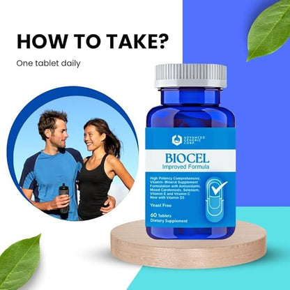 Biocel High Potency Multivitamin & Mineral Supplement – Comprehensive Daily Vitamin Formula with Antioxidants, Vitamin E, C, and D3 – Yeast-Free, 60 Tablets