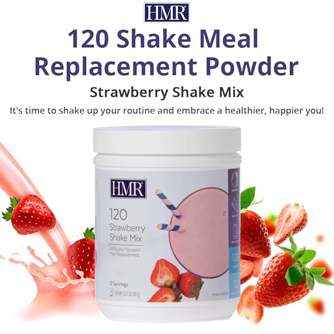 HMR 120 Shake Meal Replacement Powder | Strawberry Shake Mix to Support Healthy Weight Loss | 12g of Protein | Nutritional Drink | Low Calorie Food | 12 Servings