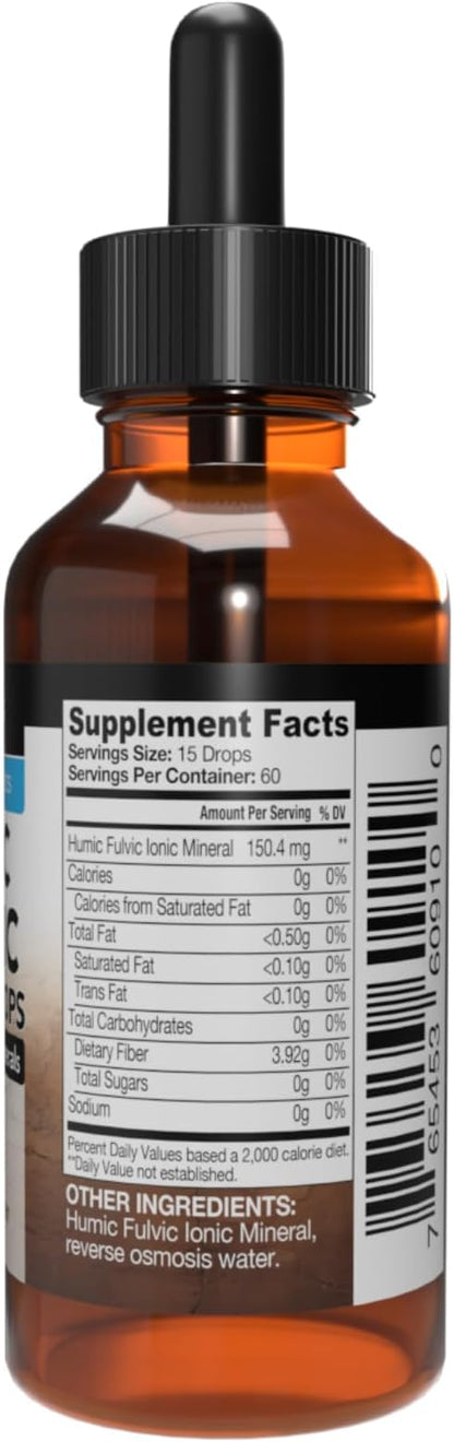 Humic & Fulvic Acid Supplement - Enhanced Nutrient Absorption & Detox, 2oz Liquid - Optimal Wellness Formula