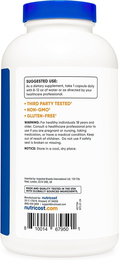 Nutricost Taurine 1000mg, 400 Capsules