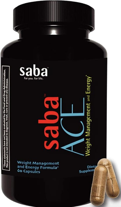 Saba ACE™- Weight Management, Suppress Hunger, Boost Energy, Enhance Mood, Boost Metabolism, and Increase Overall Performance -for Women and Men -60 Capsules