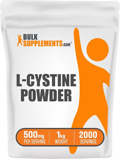 BulkSupplements.com L-Cystine Powder - L-Cystine 500mg, L-Cystine Supplement, Amino Acid Supplement - for Immune Support, Gluten Free, 500mg per Serving, 1kg (2.2 lbs) (Pack of 1)