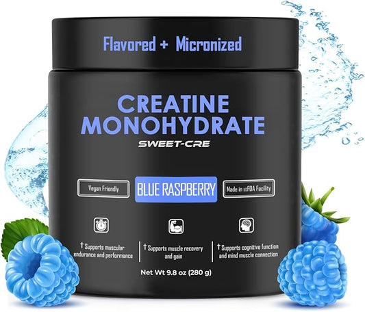Creatine Monohydrate – 5g Creatine Monohydrate Powder – Advanced Creatine for Women and Men – Bulk Supplements Creatine – Delicious Fruit Punch Flavor – 9.8oz (40 Servings, Blue Raspberry)