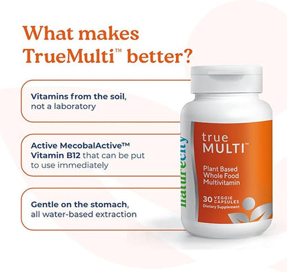 TrueMulti Plant Based Daily Adult Multivitamins (30 Veggie Capsules) One a Day Vitamins - Daily Vitamin for Men and Women - Soy Free, Non-GMO, Gluten Free