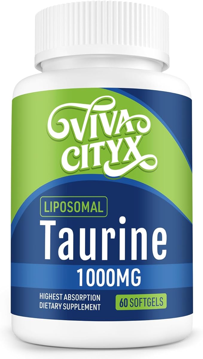 Taurine 1000mg - Liposomal Taurine Amino Acid Supplement for Heart, Liver, and Brain, Longevity - High Absorption, Vegan & Gluten Free (60 Softgels - 1 Pack)