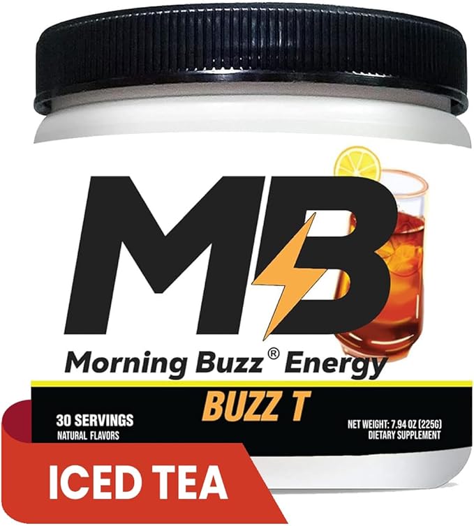 Morning Buzz Energy Drink Powder - Energy Boost Energy Drink - Sugar-Free Energy with Antioxidants - Morning Kickstart and Sports Nutrition Endurance Product - 30 Servings, Iced Tea, 8 Ounces
